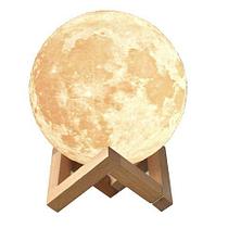 Светильник-ночник «Луна» 3D Moon RGB Lamp с сенсорным управлением на деревянной подставке