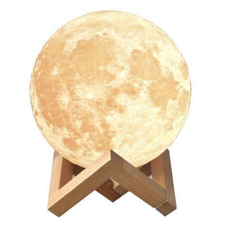 Светильник-ночник «Луна» 3D Moon RGB Lamp с сенсорным управлением на деревянной подставке - фото 1 - id-p83065612