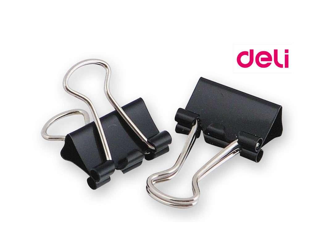 Зажимы для бумаг DELI, 25 мм, черные, (12 шт.)