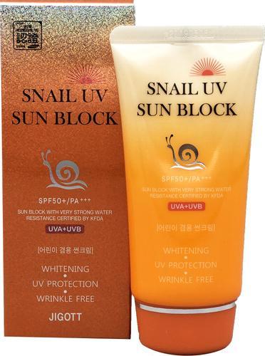 JIGOTT SNAIL UV SUN BLOCK Солнцезащитный крем с улиточным муцином, 70 мл
