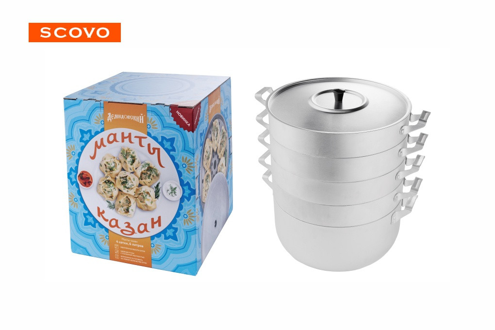Мантоварка 6л с 4 сетками (SCOVO, Россия), фото 1