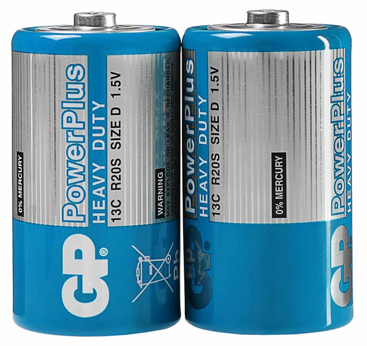 Батарейки GP Power Plus 13CEBRA - 2S2 (LR20), 2 шт.