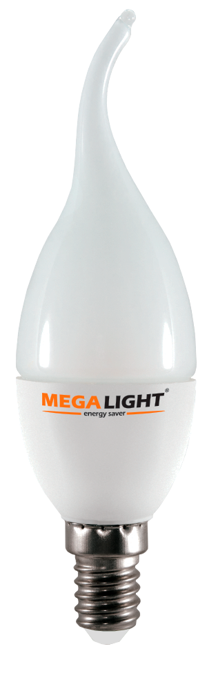 Лампа LED C37 "Свеча на ветру" 7w 230v 4000K E14 MEGALIGHT (100) NEW