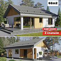 Каркасно модульный дом 68m2 из ЛСТК 10х8m