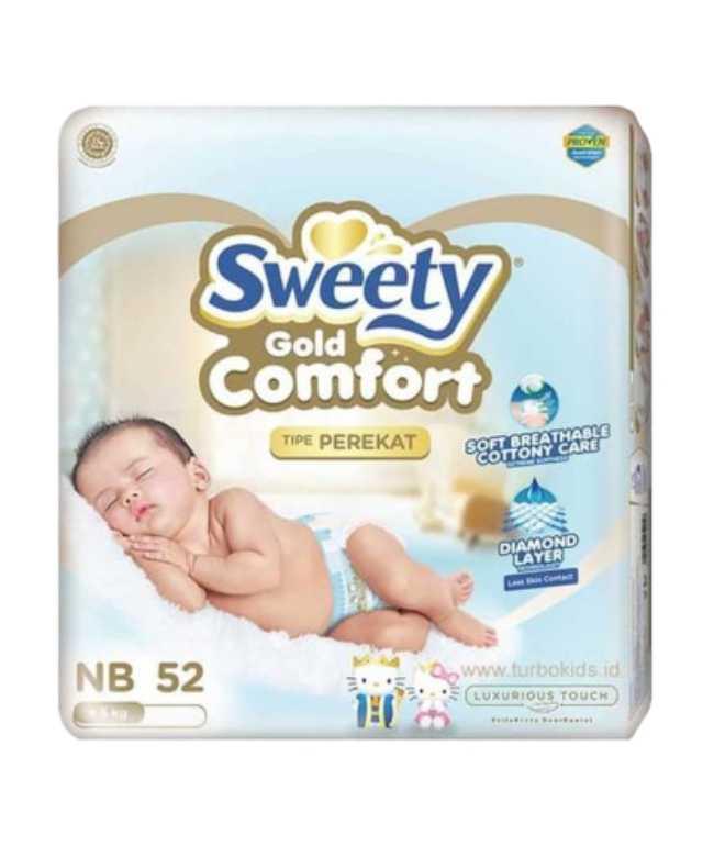 Подгузники SWEETY Comfort Gold NB (0-5кг) 52 штуки (для новорожденных)