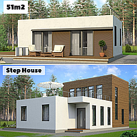 Каркасный дом 51m2 из ЛСТК 7х8m