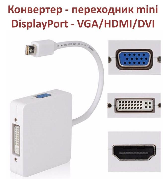 Конвертер - переходник mini DisplayPort - VGA/HDMI/DVI - фото 1 - id-p83160935