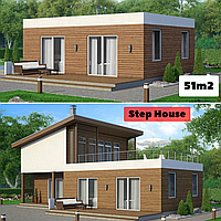 Каркасный дом 51m2 из ЛСТК 7х8m