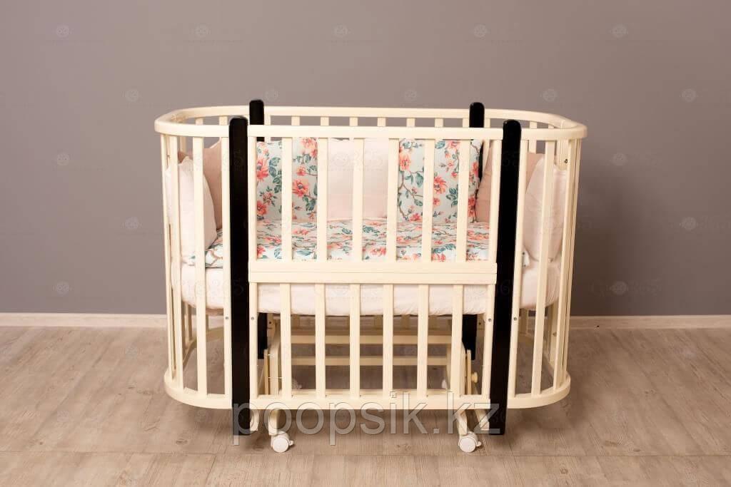 Кроватка - трансформер Incanto "Nuvola", слоновая кость/венге