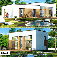 Каркасный дом 48m2 из ЛСТК 6х8m