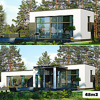 Каркасный дом 48m2 из ЛСТК 8х6m
