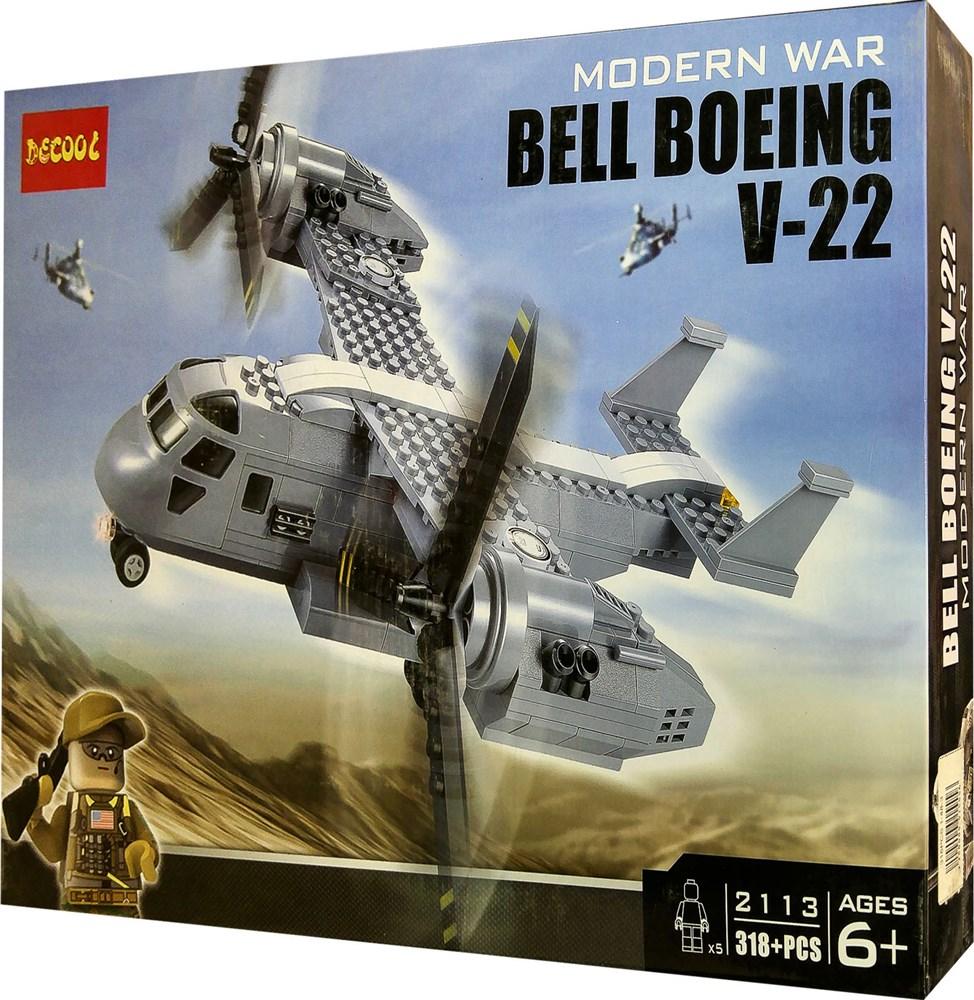 Decool 2113 Конструктор Военный Самолёт Конвертоплан Bell-Boeing V-22 Osprey, 318 дет (Аналог LEGO)