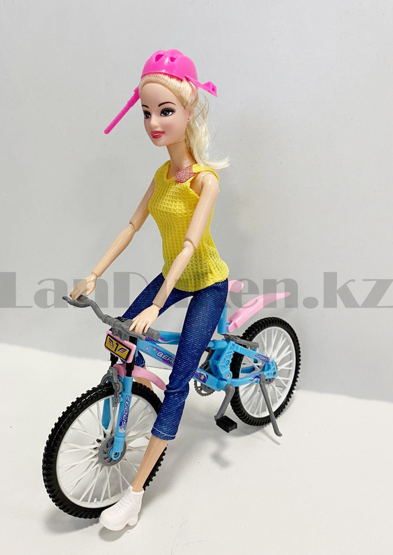 Детский набор кукла с подвижными руками и ногами на велосипеде и с кошкой Miss Gaga - фото 7 - id-p83171968