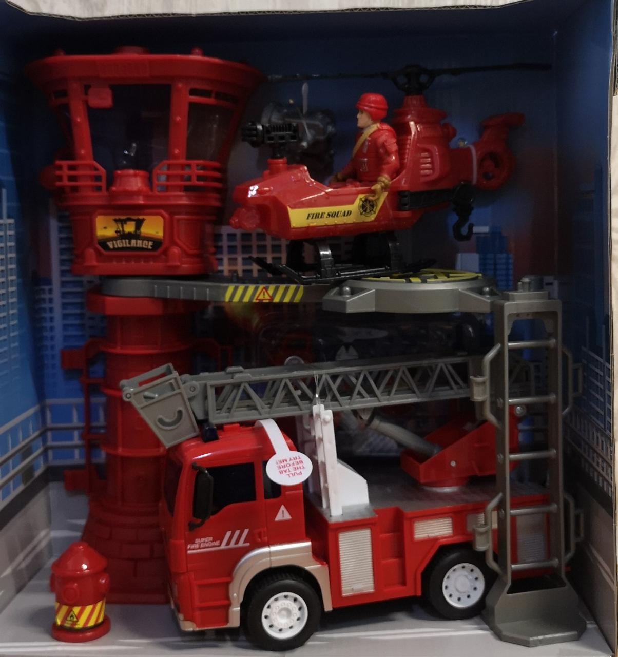 Пожарная машинка, набор пожарной станции, вертолет