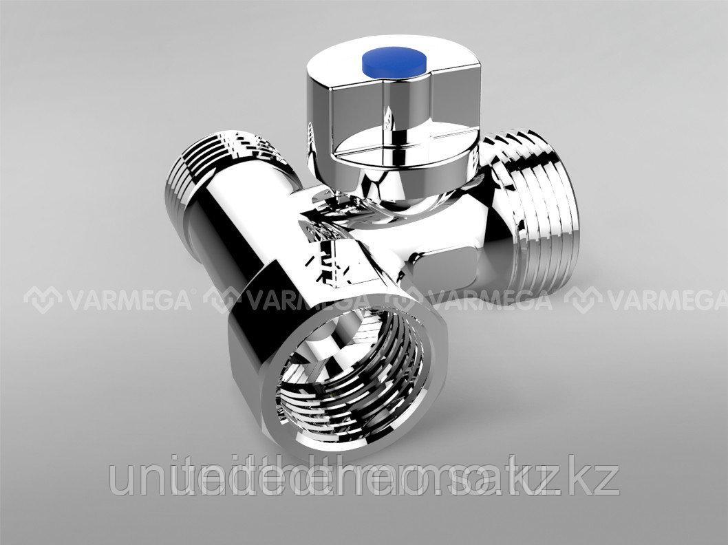 Тройник с шаровым краном Varmega 1/2х1/2х3/4"(15х15х20мм) вн-нр, резьба