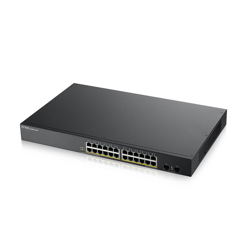 Zyxel GS1900-24EP коммутатор smart L2 PoE+, rack 19", 24xGE (12xPoE+), бюджет PoE 130 Вт