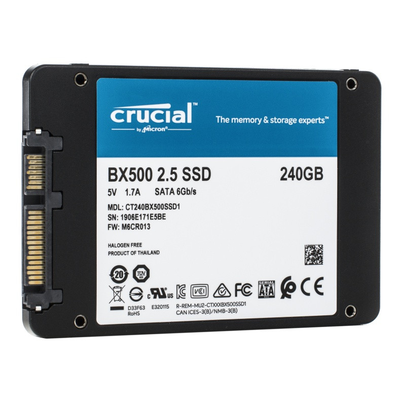 SSD 240GB Crucial BX500, SATA3 R540Mb/s W500MB/s 7mm