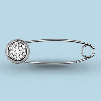 Брошь Aquamarine серебро с родием, фианит, круг 70482А
