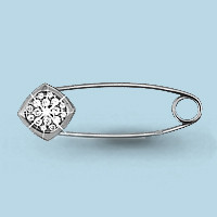 Брошь Aquamarine серебро с родием, фианит, квадрат 70486А