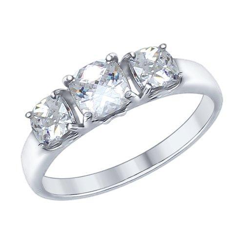Кольцо SOKOLOV серебро с родием, фианит swarovski 89010066