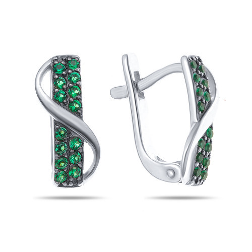 Серьги Prestige серебро с родием, фианит цветной, дорожка 02513с