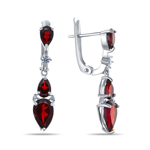 Серебряные серьги с фианитом и гранатом Teosa E-DRGR00866-GR