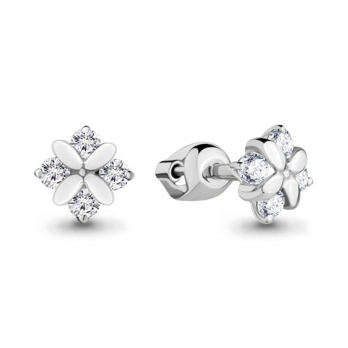 Серьги Aquamarine серебро с родием, фианит, фантазия 46505А