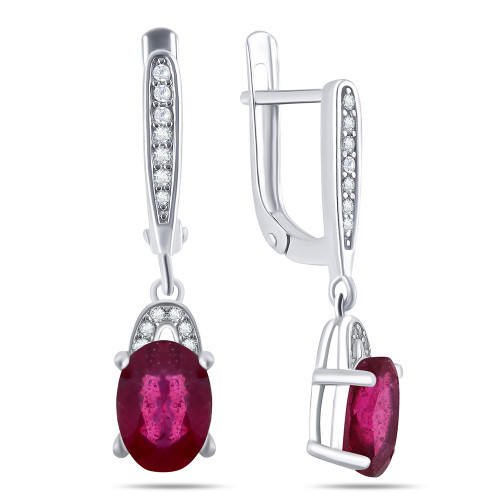 Серебряные серьги с рубином и фианитом Teosa E-DRGR00626-RB