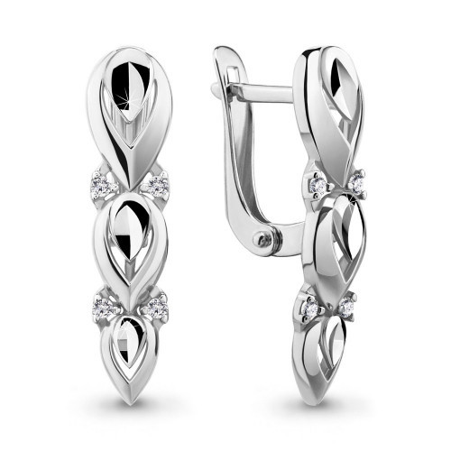 Серебряные серьги с фианитом Aquamarine 46550А
