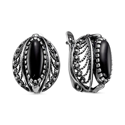 Серьги из серебра с стеклом Красная Пресня 3339986а