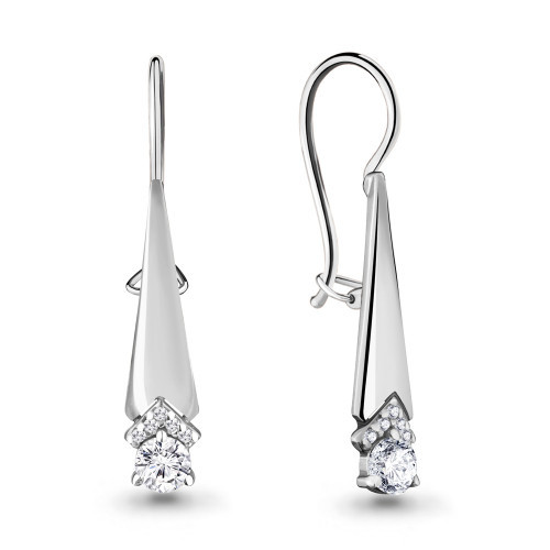 Серьги из серебра с фианитом Aquamarine 46813А