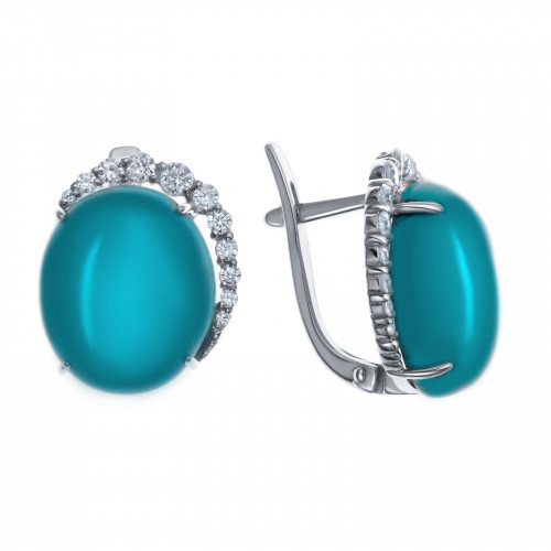 Серебряные серьги с фианитом Teosa 200-948-TQ-r