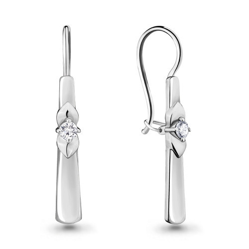 Серебряные серьги с фианитом Aquamarine 46806А