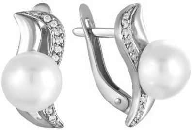 Серебряные серьги с жемчугом культ. Teosa 290-5-661Р