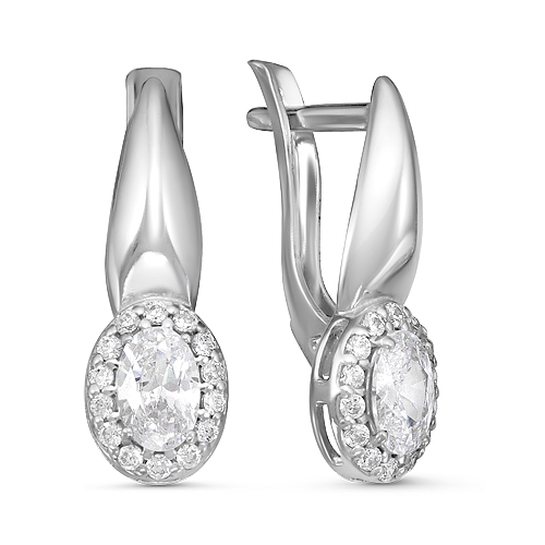 Серьги из серебра с фианитом Красная Пресня 33810222Д
