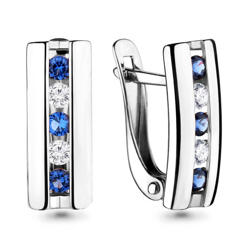 Серьги из серебра с фианитом Aquamarine 46112Н