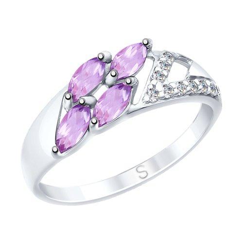 Кольцо из серебра с аметистами и фианитами SOKOLOV 92011645 размеры - 16,5 20