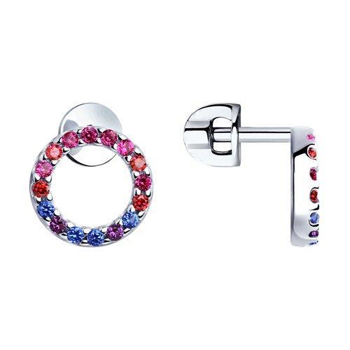 Серьги из серебра с красными корунд (синт.) и фианитами SOKOLOV 94023346