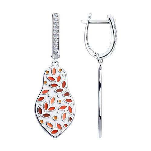 Серьги из серебра с эмалью и фианитами SOKOLOV 94023446