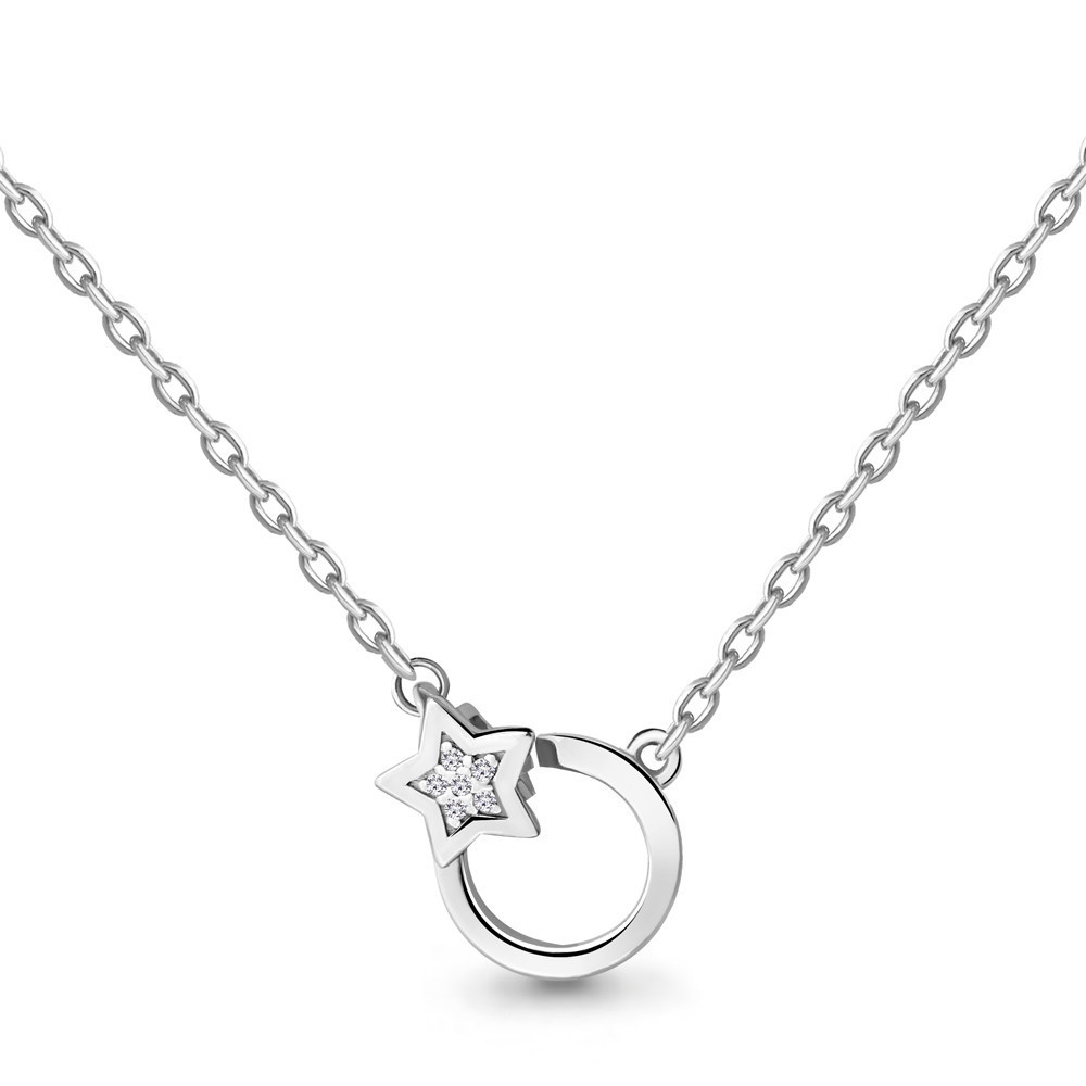 Колье Aquamarine серебро с родием, фианит, "звезда" 73583А.5
