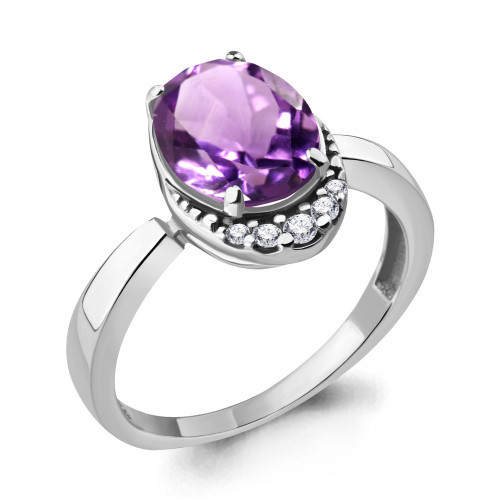 Кольцо из серебра с аметистом Aquamarine 6917004А размеры - 18,5
