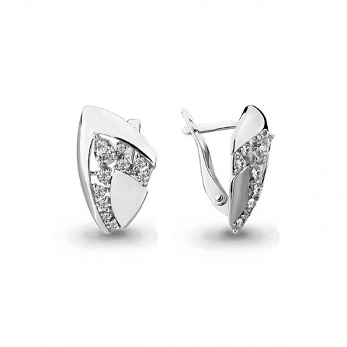 Серьги Aquamarine серебро с родием, фианит, фантазия 45853А.5
