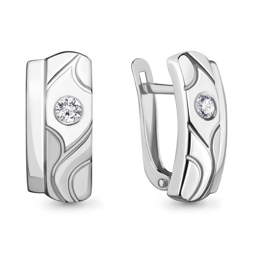 Серьги из серебра с фианитом Aquamarine 48026А