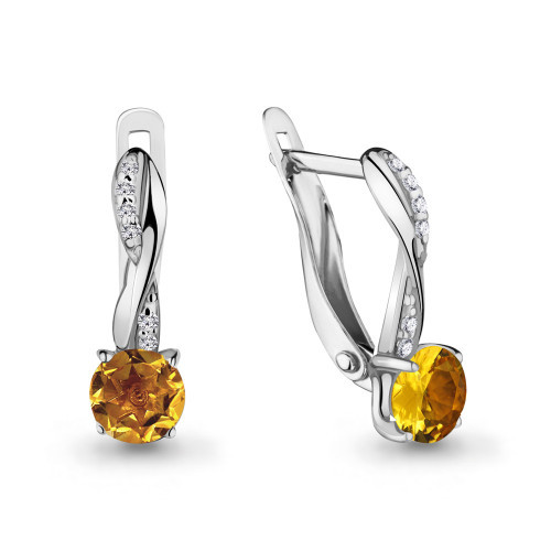 Серебряные серьги с цитрином Aquamarine 4406106А.5