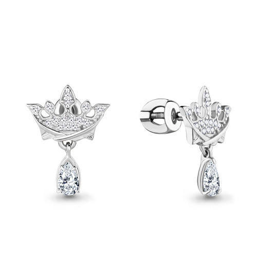 Серебряные серьги с фианитом Aquamarine 46455А.5