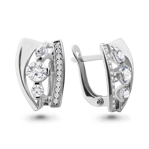 Серьги из серебра с фианитом Aquamarine 46333А.5