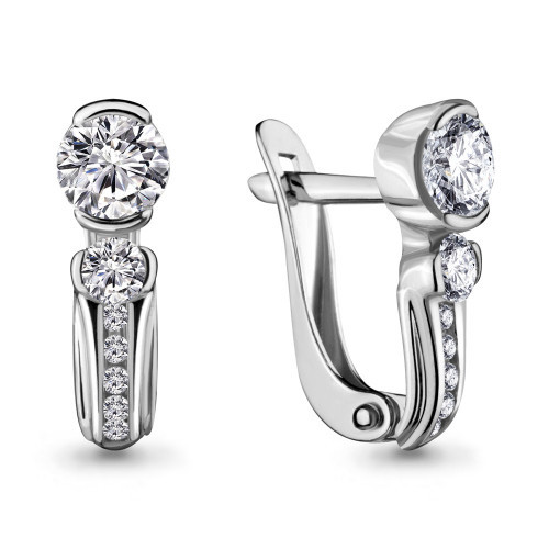 Серебряные серьги с фианитом сваровски Aquamarine 43430А.5