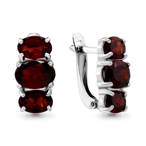 Серьги из серебра с гранатом Aquamarine 4429503.5