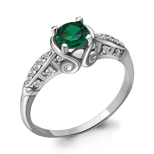Кольцо из серебра с нано изумрудом Aquamarine 63982Г размеры - 17,5