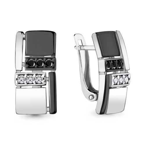 Серьги из серебра с шпинелью и фианитом Aquamarine 48088АЧ